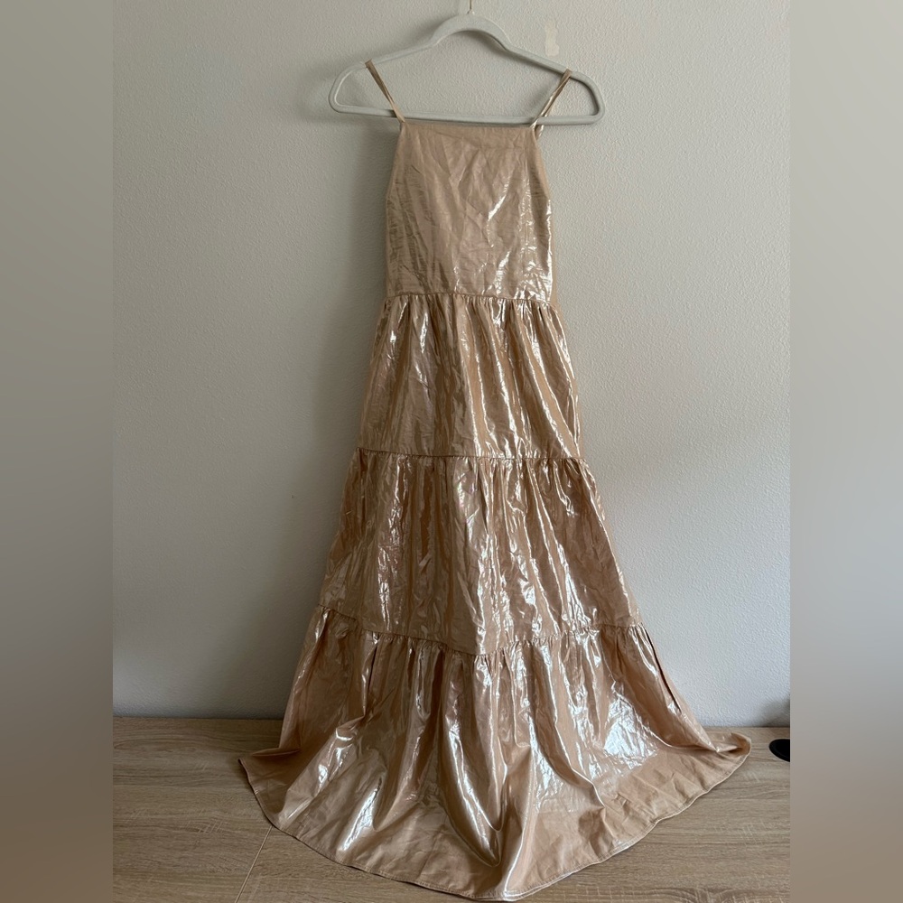 Gap Metallic Tie-Back Tiered Maxi Dress women’s Sz S NWT - Picture 3 of 8
